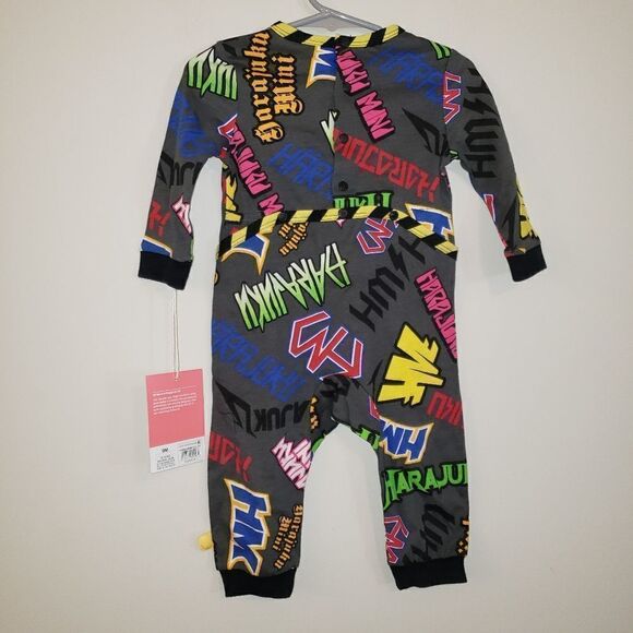 HARAJUKU MINI BY GWEN STEPHANI GRAFITTI PRINT BABY ONE PIECE SIZE 9 MONTHS NWT - Picture 4 of 6